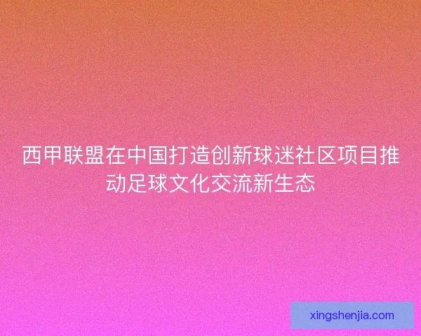 西甲联盟在中国打造创新球迷社区项目推动足球文化交流新生态