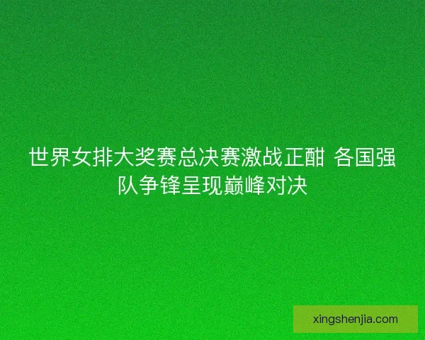 世界女排大奖赛总决赛激战正酣 各国强队争锋呈现巅峰对决