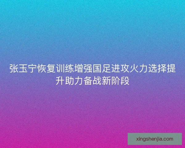 张玉宁恢复训练增强国足进攻火力选择提升助力备战新阶段