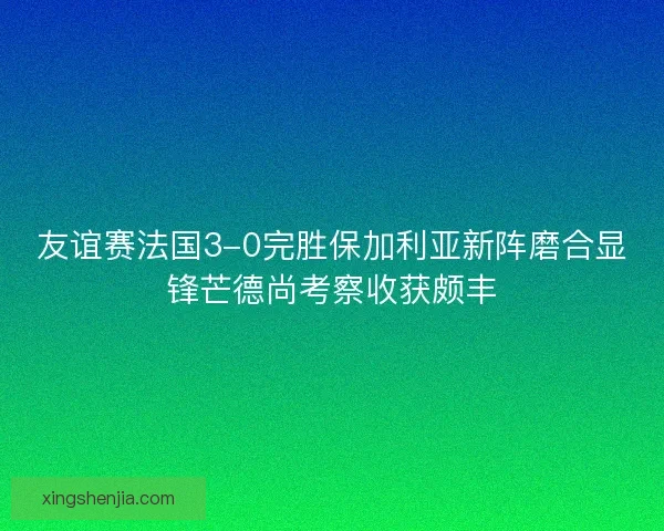 友谊赛法国3-0完胜保加利亚新阵磨合显锋芒德尚考察收获颇丰