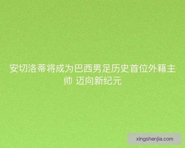 安切洛蒂将成为巴西男足历史首位外籍主帅 迈向新纪元