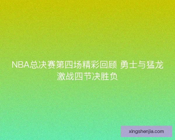 NBA总决赛第四场精彩回顾 勇士与猛龙激战四节决胜负