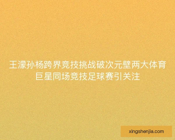 王濛孙杨跨界竞技挑战破次元壁两大体育巨星同场竞技足球赛引关注